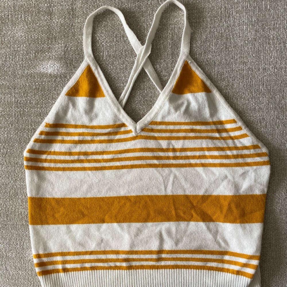 Mustard striped crop top